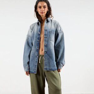 NWT 'Vintage Wash' Oversized Denim Snap Shirt ~ HEAVY MANNERS